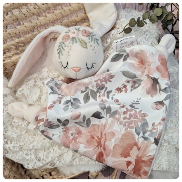 Doudou plat lapin Adèle blanc | couronne