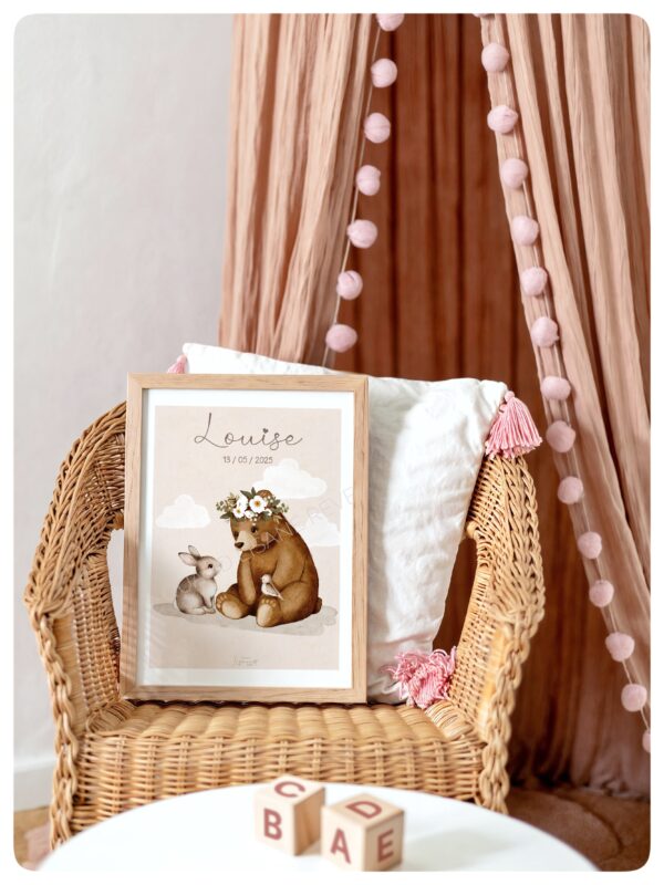 Affiche A4 / A3 L'ours et le lapin | Fleurs -personnalisable – Image 2