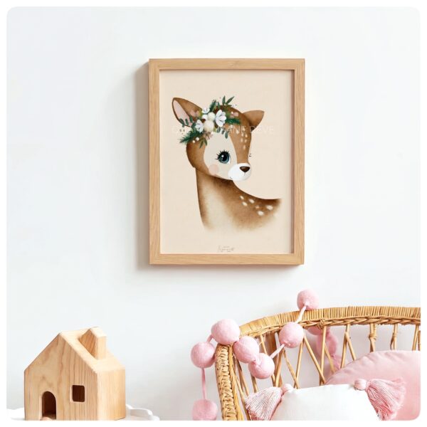 Affiche A4 / A3 La biche d’hiver -personnalisable